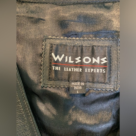 Wilson Leather Vest Men’s Black Large Snap Up Motorcycle Harley Davidson Patch - Picture 4 of 13